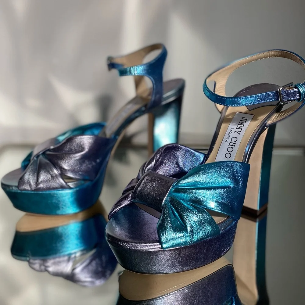 New Jimmy Choo Heloise Ombre Ankle-Strap Platform Sandals 36 $995 - Picture 6 of 14
